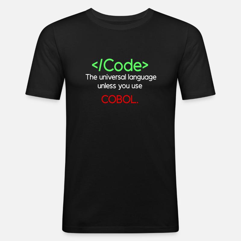 Funny Cobol Code Design - Men's Slim Fit T-Shirt - black