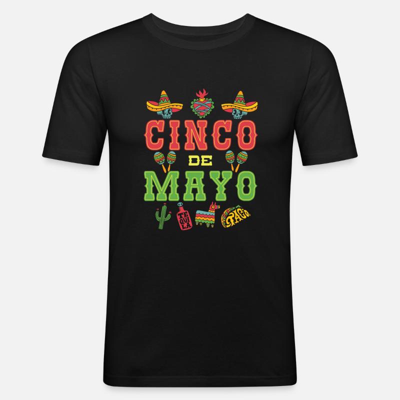 Cinco De Mayo - Männer Slim Fit T-Shirt - Schwarz