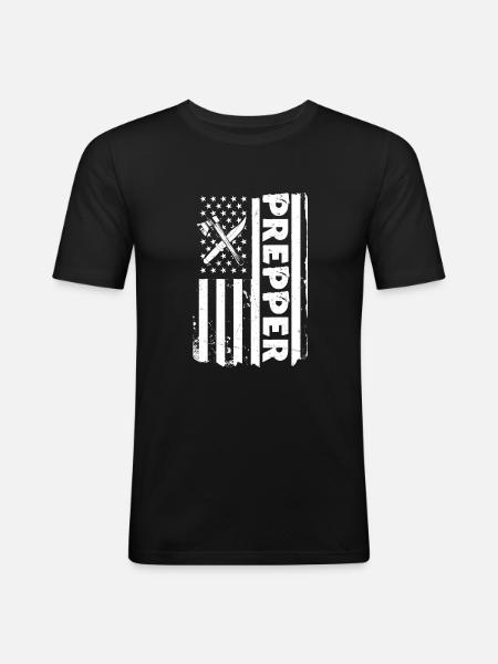 USA Flag Prepper Outfit - Men's Slim Fit T-Shirt - black