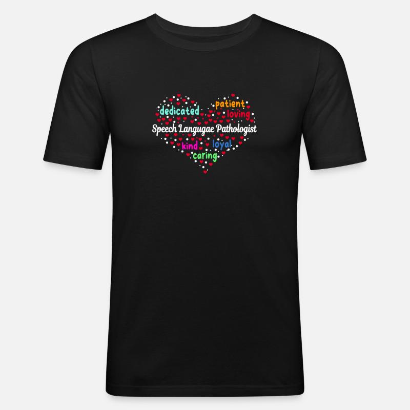 Großes Sprache-sprachpathologen-herz-design - Männer Slim Fit T-Shirt - Schwarz
