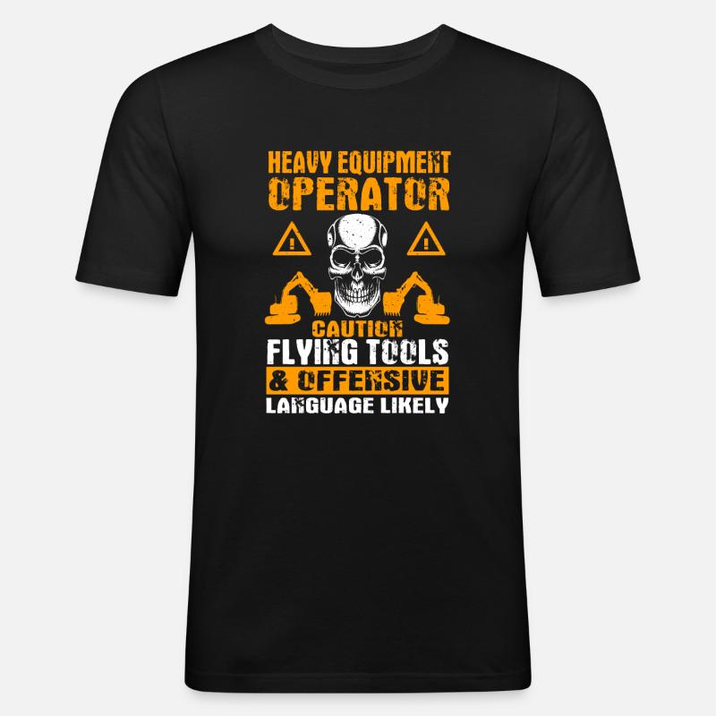 Baggerfahrer - Männer Slim Fit T-Shirt - Schwarz