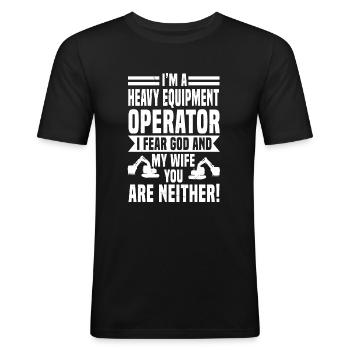 Opérateurs de machines lourdes - T-shirt près du corps Homme - noir - Devant - Nik (191cm)