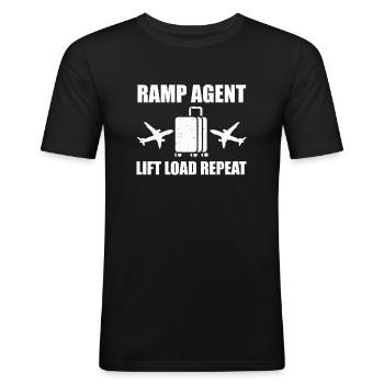 Lustiges Ramp Agent Spruch Flugzeugservice - Männer Slim Fit T-Shirt - Schwarz - Vorne - Nik (191cm)