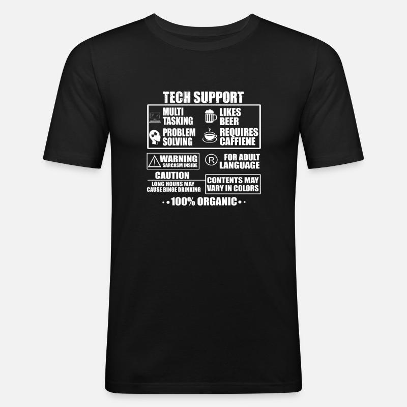 Tech Support - Männer Slim Fit T-Shirt - Schwarz