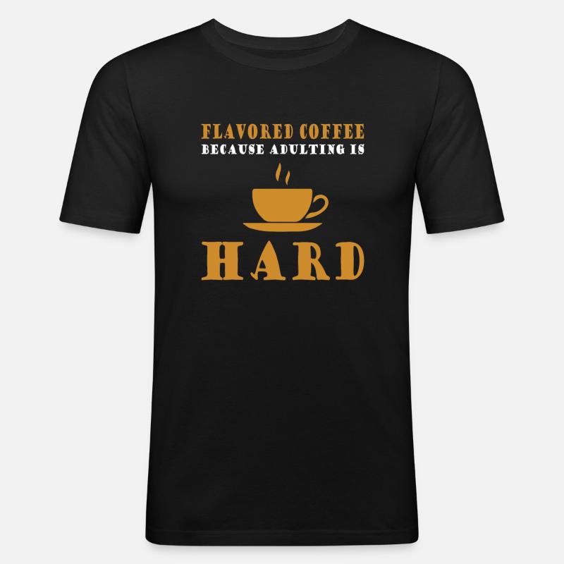 Lustiger Aromatisierter Kaffee Spruch - Männer Slim Fit T-Shirt - Schwarz