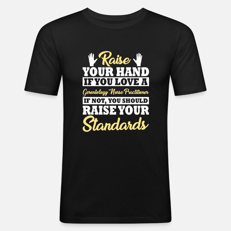 Gerontologie Krankenschwester Ehepartner Spruch - Männer Slim Fit T-Shirt - Schwarz