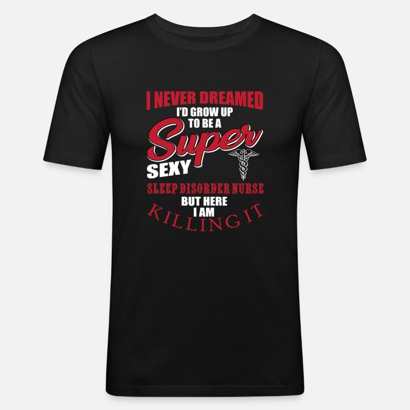 Schlaflabor Krankenschwester Spruch - Männer Slim Fit T-Shirt - Schwarz