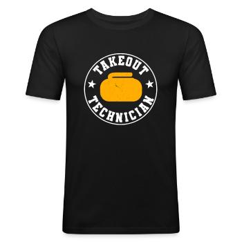 T-shirt drôle de technicien de curling - T-shirt près du corps Homme - noir - Devant - Nik (191cm)