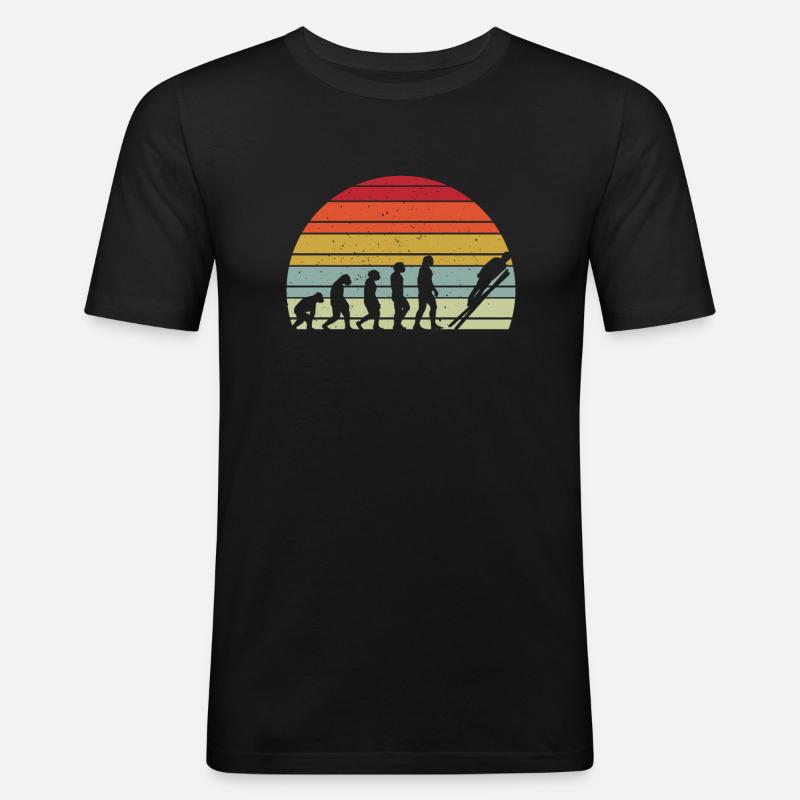 Skispringen Evolution - Männer Slim Fit T-Shirt - Schwarz