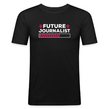 Future Journalist Shirt Media Journalism - T-shirt près du corps Homme - noir - Devant - Nik (191cm)