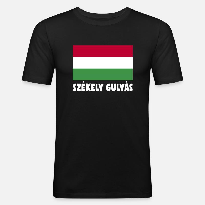 authentischSzekely Gulyas Ungarisches Essen - Männer Slim Fit T-Shirt - Schwarz