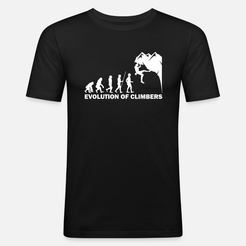 Evolution of climbers Bouldern - Männer Slim Fit T-Shirt - Schwarz