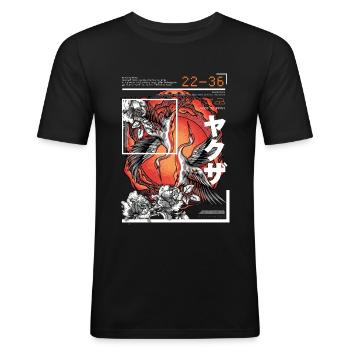 De Japanse Kraan van de Stijl van de Kunst - Mannen slim fit T-shirt - zwart - Voor - Nik (191cm)