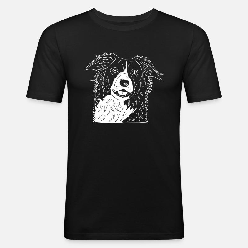 Border Collie - Männer Slim Fit T-Shirt - Schwarz