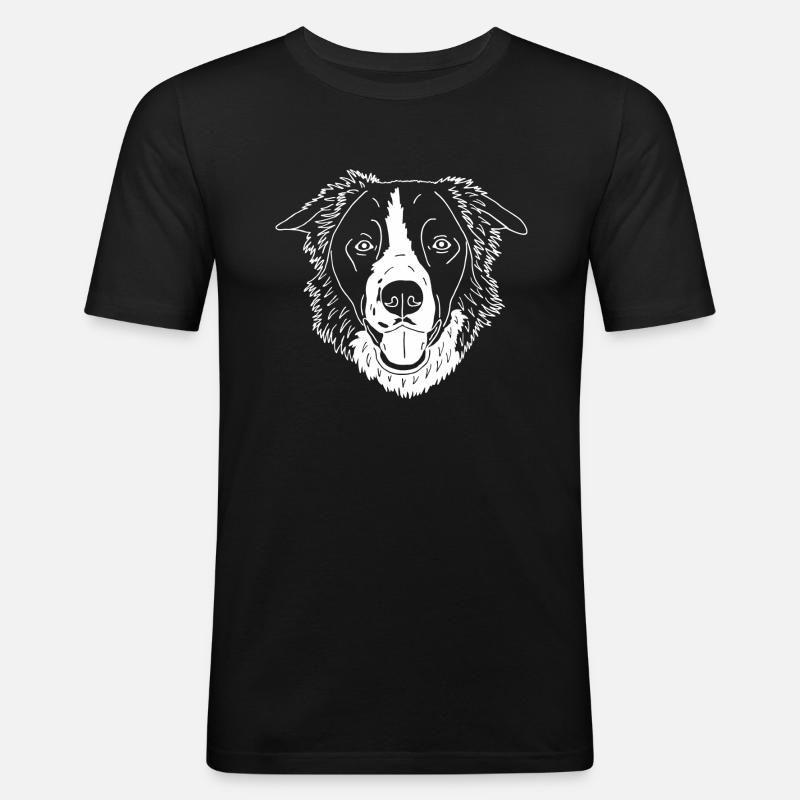 Border Collie - Männer Slim Fit T-Shirt - Schwarz
