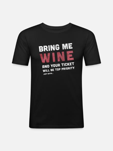 Vin et support technique - T-shirt près du corps Homme - noir