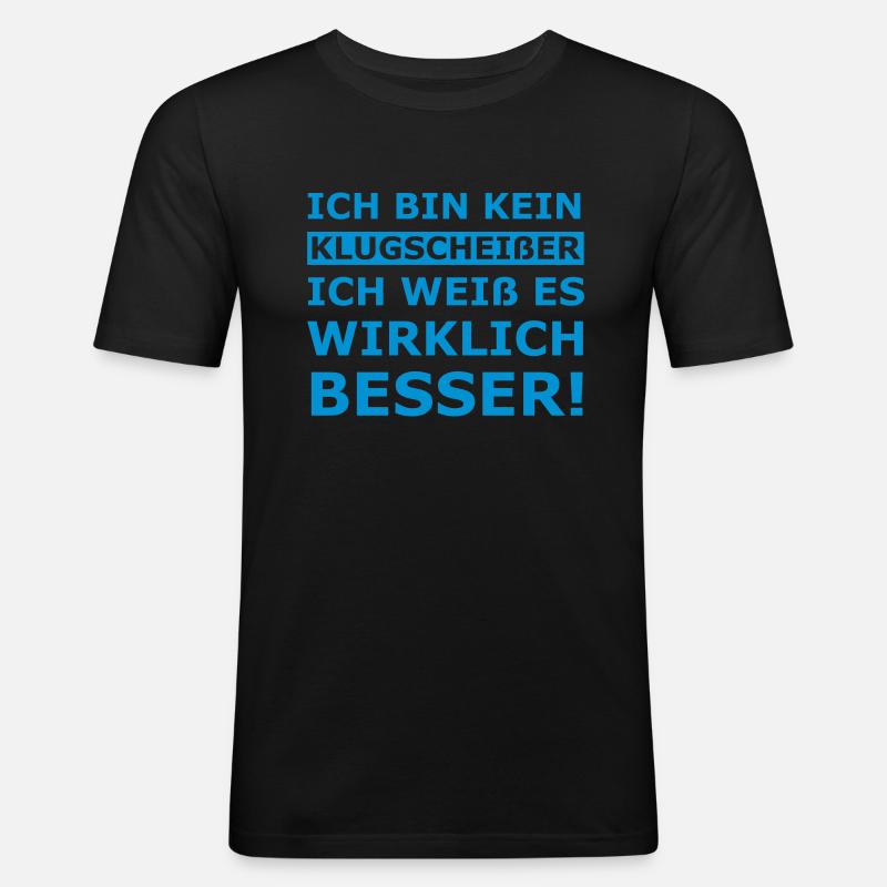 Klugscheißer - Männer Slim Fit T-Shirt - Schwarz