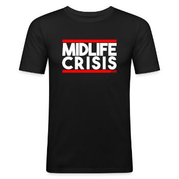 Crise de la quarantaine - T-shirt près du corps Homme - noir - Devant - Nik (191cm)