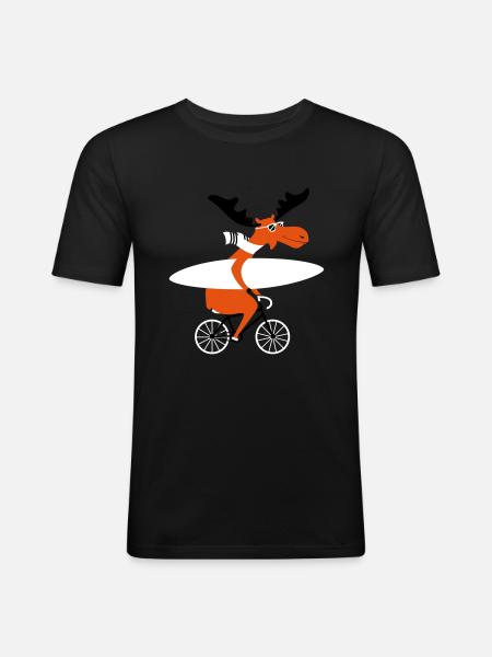 elch - Männer Slim Fit T-Shirt - Schwarz