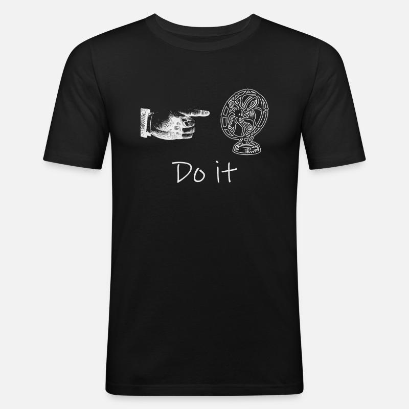Finger und Ventilator - Männer Slim Fit T-Shirt - Schwarz
