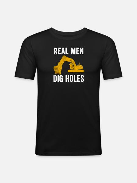 Bagger Bauarbeiter Baggerfahrer Baumaschine Job - Männer Slim Fit T-Shirt - Schwarz