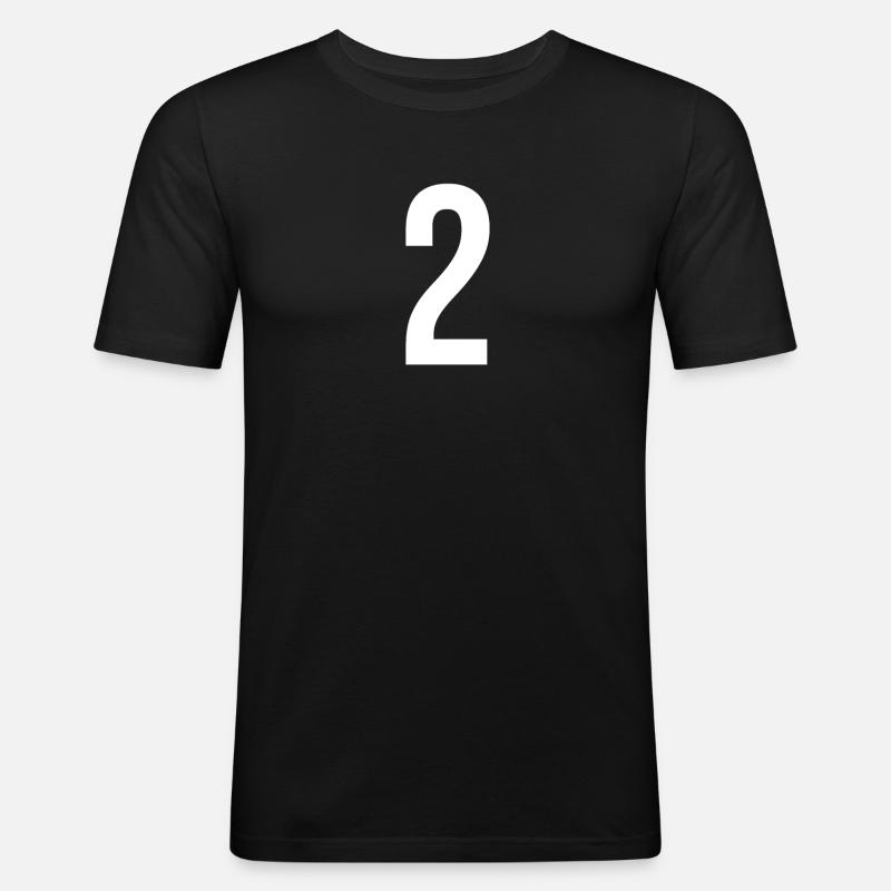 2 Zahlenbuchstabensymbol Alphabet Initiale - Männer Slim Fit T-Shirt - Schwarz