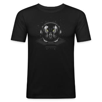 Astronaute léopard - T-shirt près du corps Homme - noir - Devant - Nik (191cm)
