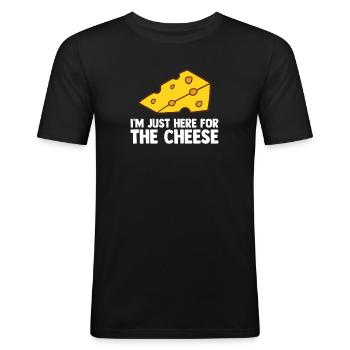 Drôle d’amateur de fromage Humour Fromage - T-shirt près du corps Homme - noir - Devant - Nik (191cm)