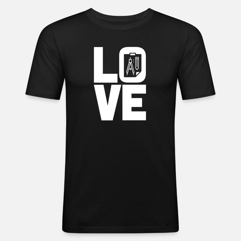 Liebe Zeichner Arichtect - Männer Slim Fit T-Shirt - Schwarz
