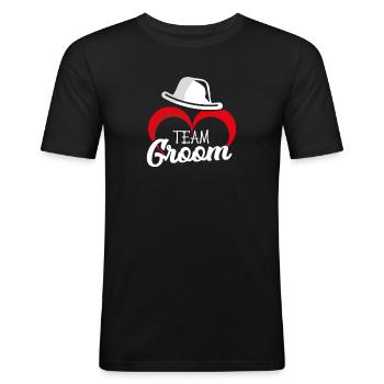 Marié de mariage marié assorti - T-shirt près du corps Homme - noir - Devant - Nik (191cm)