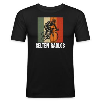 Selten Radlos Fahrrad Mountainbike Rennrad - Männer Slim Fit T-Shirt - Schwarz - Vorne - Nik (191cm)
