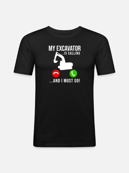 Excavator Construction Worker - Men's Slim Fit T-Shirt - black