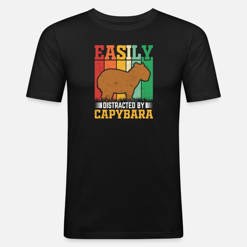 Capybara - Männer Slim Fit T-Shirt - Schwarz