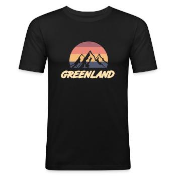 Groenland Cadeau - T-shirt près du corps Homme - noir - Devant - Nik (191cm)