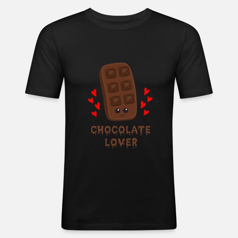 Schokolade - Männer Slim Fit T-Shirt - Schwarz
