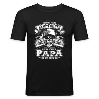 LKW-Fahrer Trucker Fernfahrer Brummi Papa Vatertag - Männer Slim Fit T-Shirt - Schwarz - Vorne - Nik (191cm)