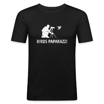 Observation des oiseaux Paparazzi | Observation des oiseaux - T-shirt près du corps Homme - noir - Devant - Nik (191cm)