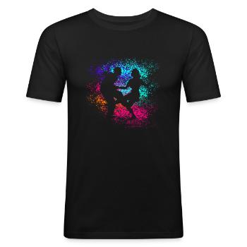 Lindy Hop | Swing | Swing Musik | Geschenkidee - Männer Slim Fit T-Shirt - Schwarz - Vorne - Nik (191cm)