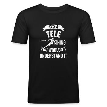 Télémark skieur cadeau Telemark ski ski - T-shirt près du corps Homme - noir - Devant - Nik (191cm)