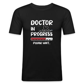 Étudiant en médecine Futur médecin Études de médecine - T-shirt près du corps Homme - noir - Devant - Nik (191cm)