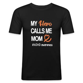 TDAH Maman Trouble du déficit de l’attention Hyperactif - T-shirt près du corps Homme - noir - Devant - Nik (191cm)