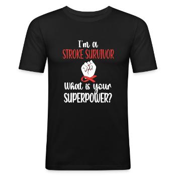 AVC Combattante AVC Survivants - T-shirt près du corps Homme - noir - Devant - Nik (191cm)