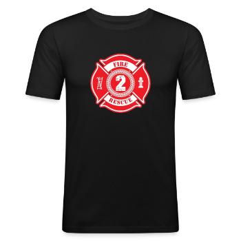 Pompier 2 anniversaire cadeau pompiers - T-shirt près du corps Homme - noir - Devant - Nik (191cm)