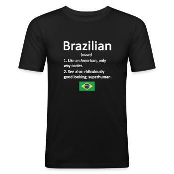 Brésil Brésil Racines brésiliennes - T-shirt près du corps Homme - noir - Devant - Nik (191cm)