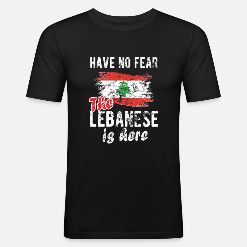 Orgogliosa libanese Libano Bandiera libanese - Maglietta aderente da uomo - nero