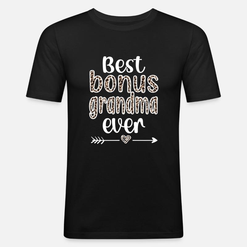 Beste Bonus-Oma Stolze Stiefgroßmutter Geschenk - Männer Slim Fit T-Shirt - Schwarz