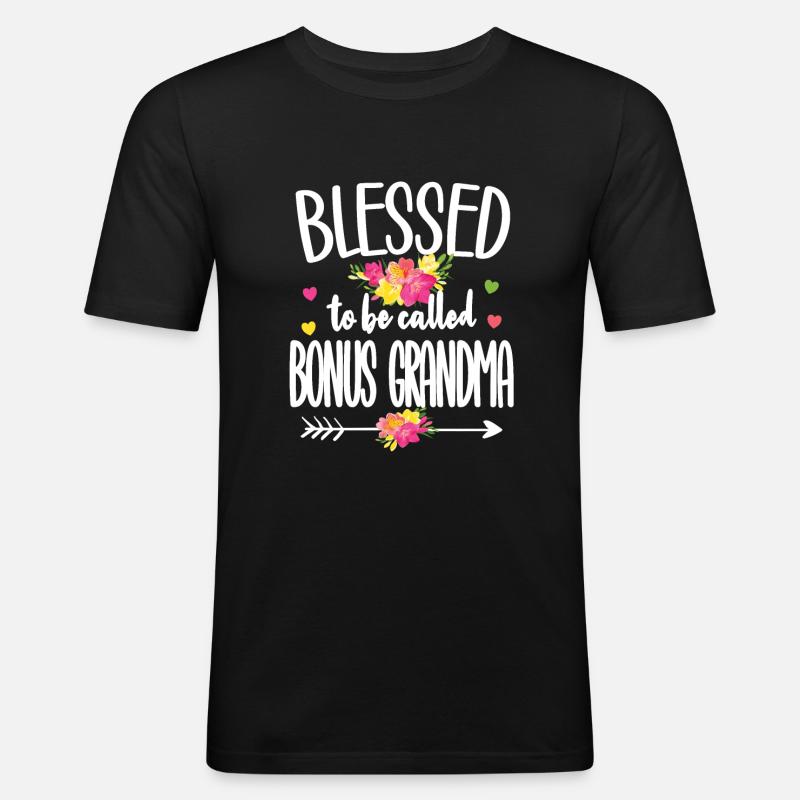 Beste Bonus-Oma Stolze Stiefgroßmutter Geschenk - Männer Slim Fit T-Shirt - Schwarz