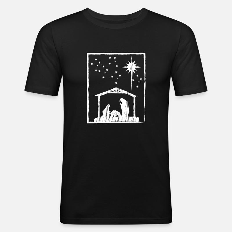 Weihnachten christlich - Männer Slim Fit T-Shirt - Schwarz