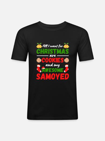 Biscuits Samoyèdes de Noël - T-shirt près du corps Homme - noir