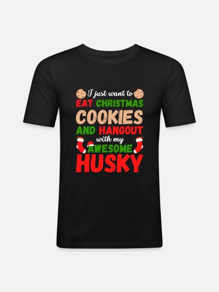 Biscuits Husky de Noël - T-shirt près du corps Homme - noir